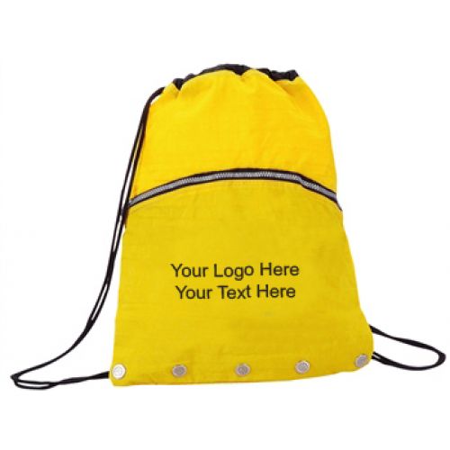 Custom Crinkled Nylon Drawstring Backpacks with Vented Front Pocket