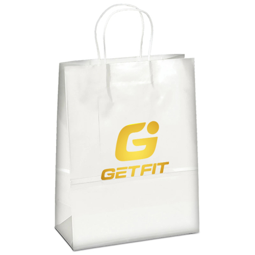 Customized White Gloss Paper Shopping Bags
