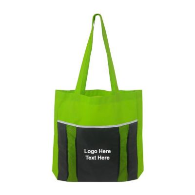 Custom Poly Pro Accent Mesh Pocket Tote Bags