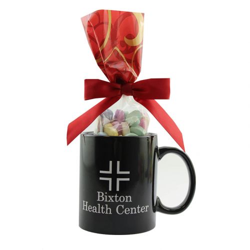 Ceramic Gift Mugs with Conversation Hearts Candy