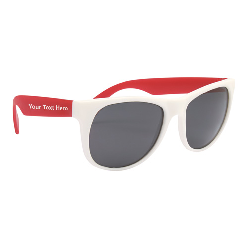 Custom Printed Rubberized Sunglasses white with red