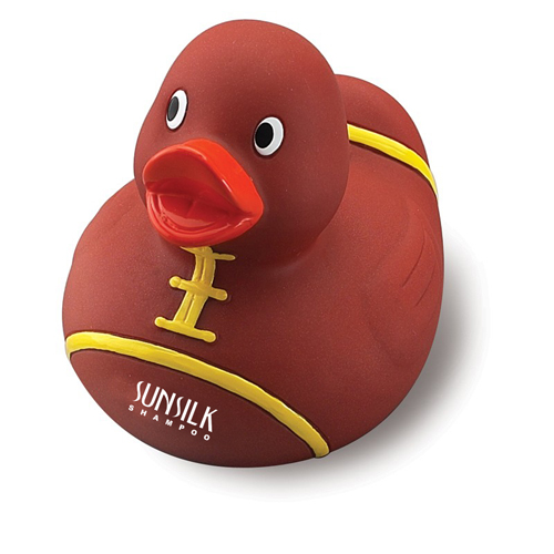 custom imprinted football rubber ducks