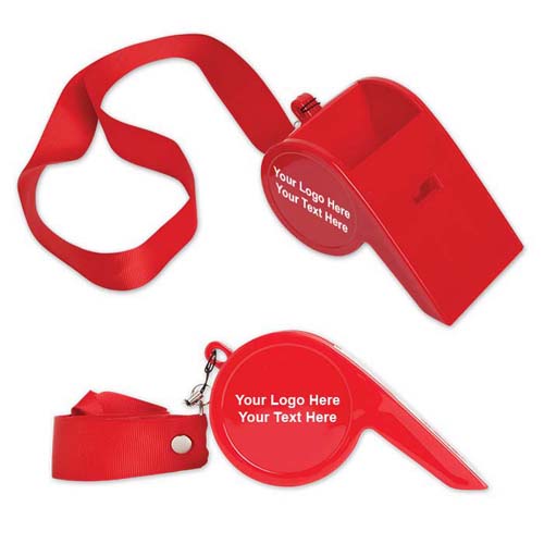 Promotional Giant Whistles on a Lanyard