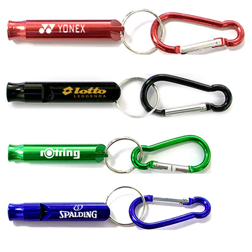 promotional whistle with carabiner key chain