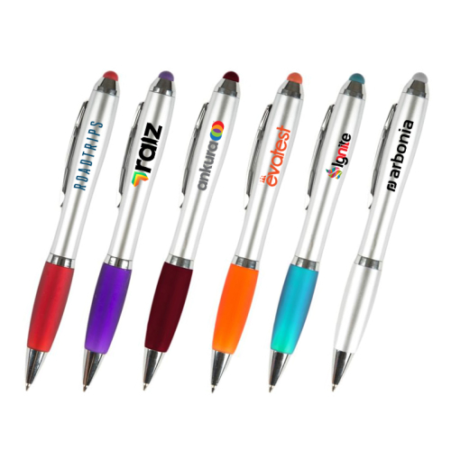  Logo Silver Stylus Pen with - 12 Colors