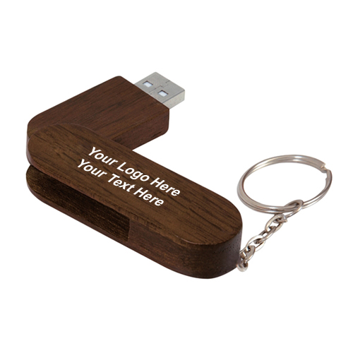 Custom Imprinted 1 GB Bamboo Bullet Keyring USB 2.0 Flash Drives