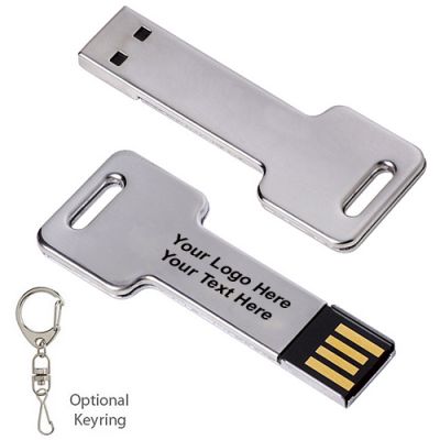 Custom Imprinted 2 GB Silver Key USB 2.0 Flash Drives