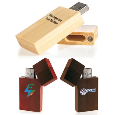 2 GB Bamboo Rectangle USB 2.0 Flash Drives