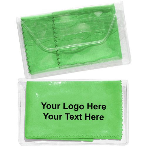 Custom Logo Imprinted Microfiber Clothes in Clear Pouch