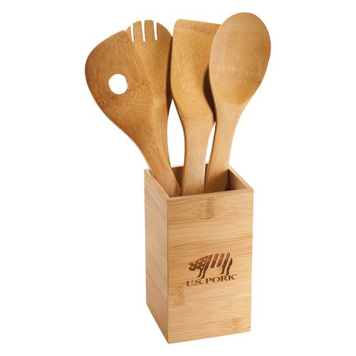 Bamboo 4-piece Kitchen Tool Set and Canisters