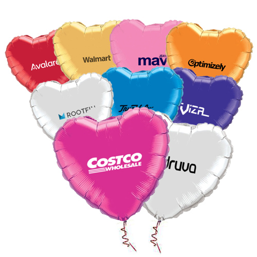 18 inch promotional logo heart microfoil balloons