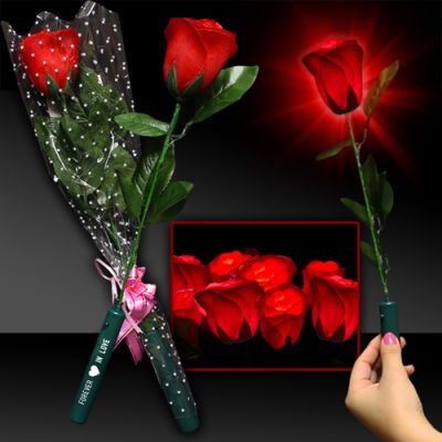Promotional Valentine 14 Inch Single Stem Red Rose with LED