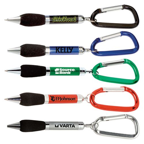 Soft Grip Metal Pens with Carabiner
